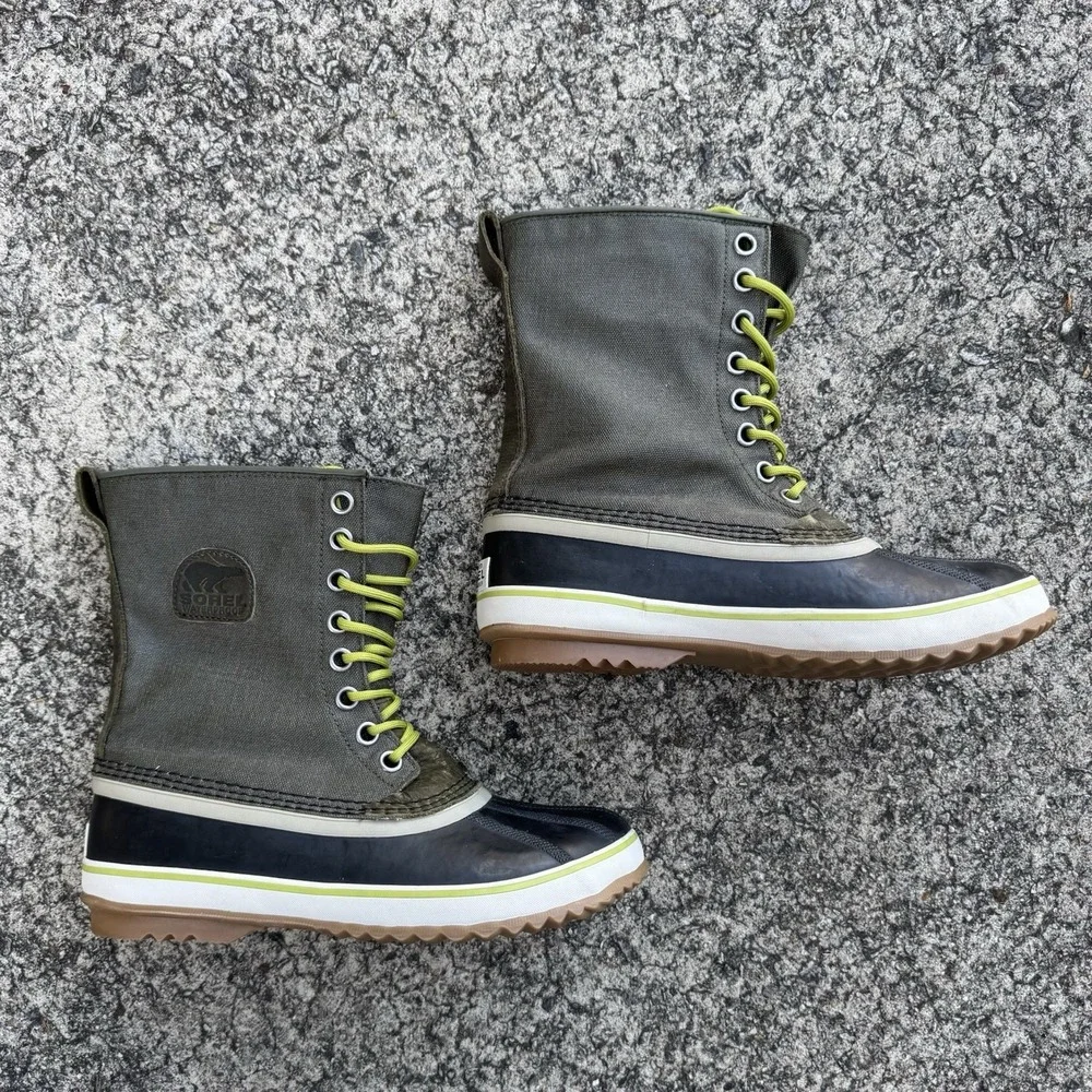Sorel Snow Boot Women's 10 1964 Premium Waterproof Waxed Canvas Peat Moss Green